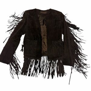 Dark Brown Suede Leather Jacket with Fridge